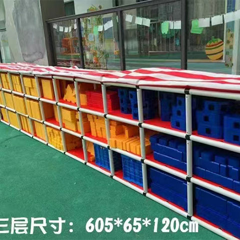 Customized storage rack for children's toys, indoor and outdoor hula hoop racks, storage cabinets with top pipes in kindergarten