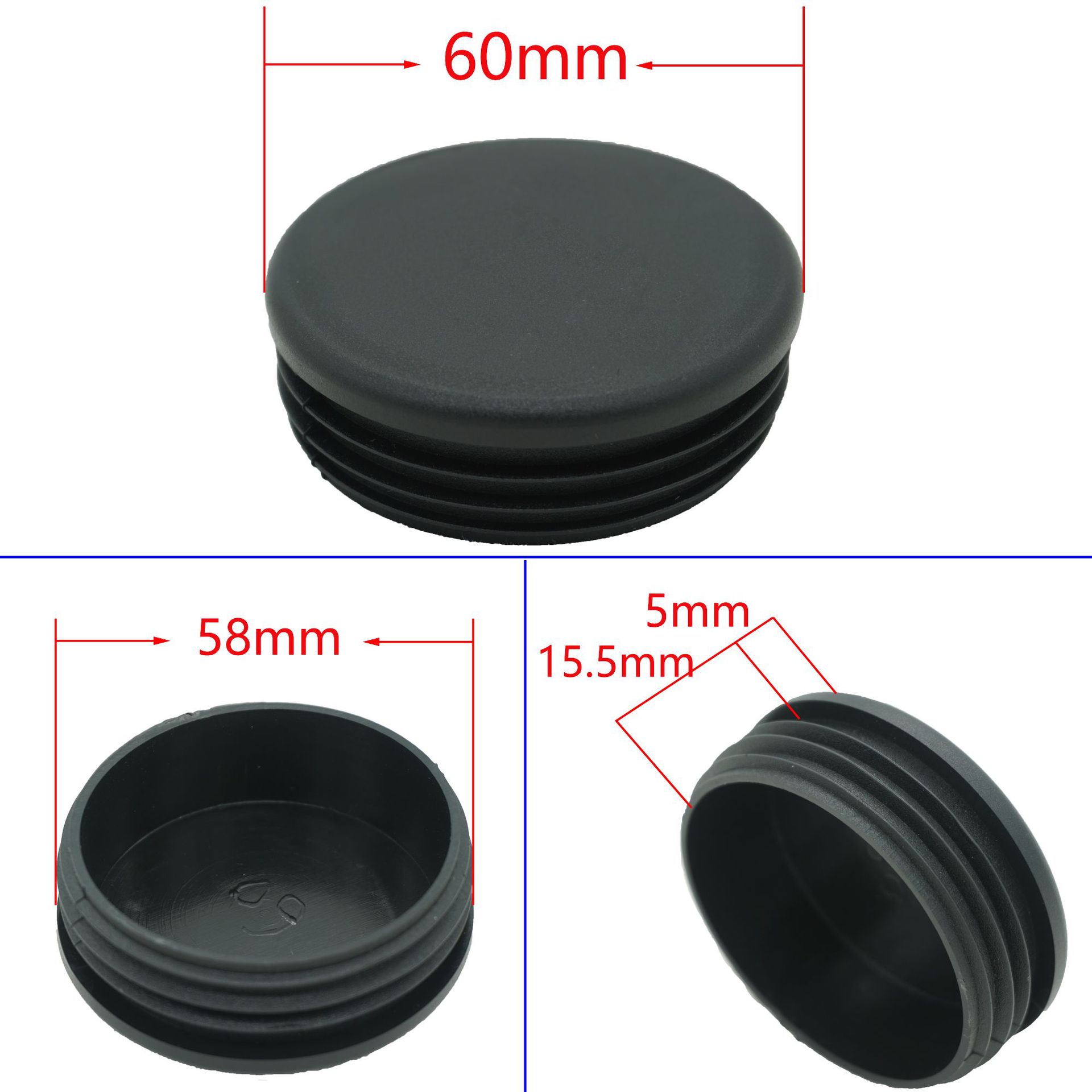 Round plug head, desk and chair, plastic plug head, flat hole plug pipe, stainless steel pipe inner plug foot pad