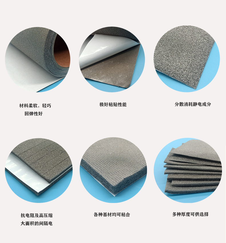 Manufacturer of conductive sponge cushioning and shock absorption fiber board electromagnetic shielding EMI sponge pad for supply of circuit boards