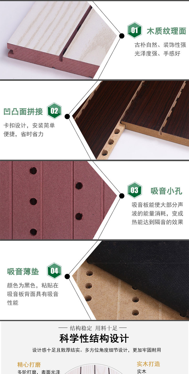 Wooden perforated sound-absorbing board, environmentally friendly and flame-retardant groove, wooden school soundproofing board, directly supplied by the manufacturer for decoration