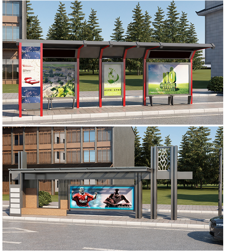 Intelligent bus stop photovoltaic solar energy bus shelter manufacturer's advertising light box road brand customization