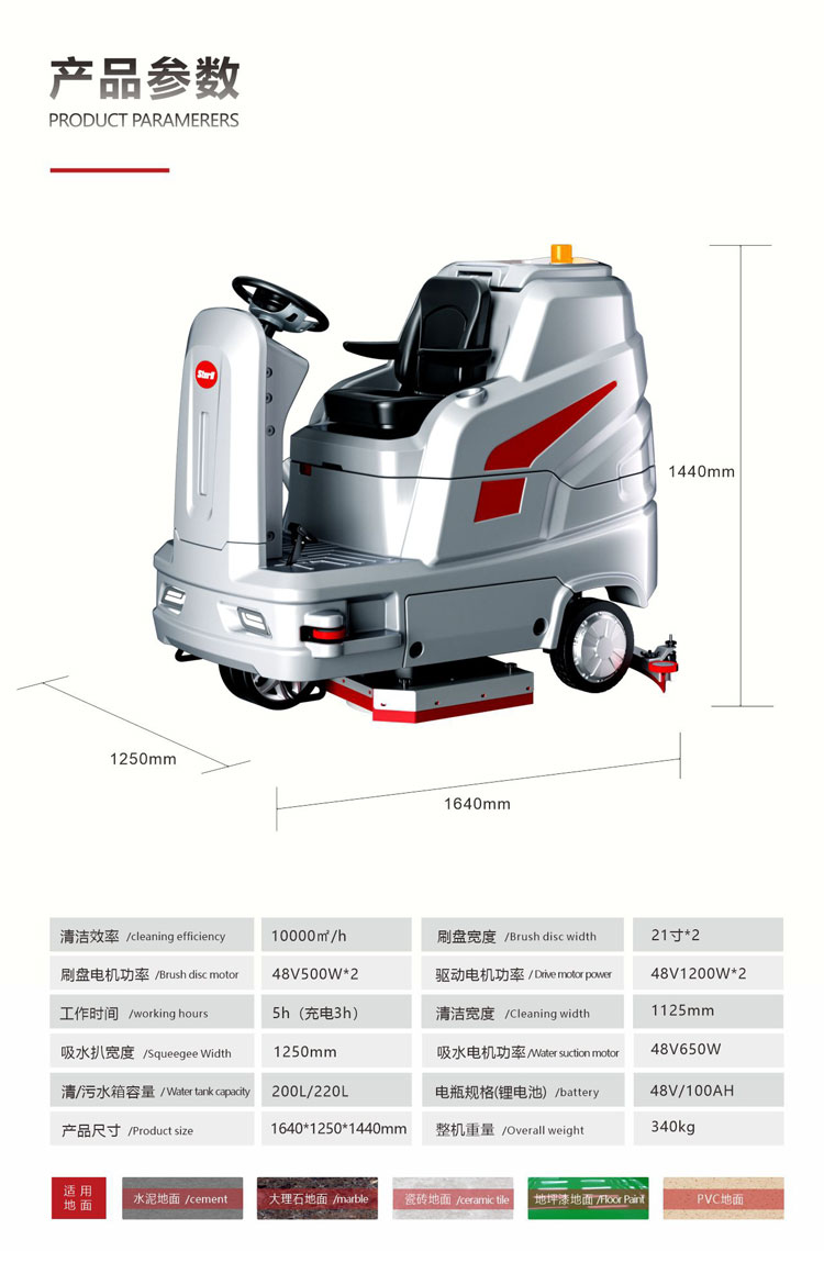 SX1100 Driving Type Floor Wash Machine Dual Cleaning Brush Disk Width Hotel Supermarket Industrial Area Electric Floor Wash Vehicle