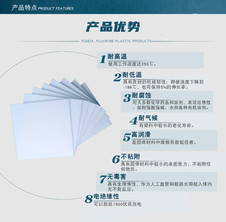 Meihao PTFE board for bridge beams and stairs can be processed and customized with PTFE board