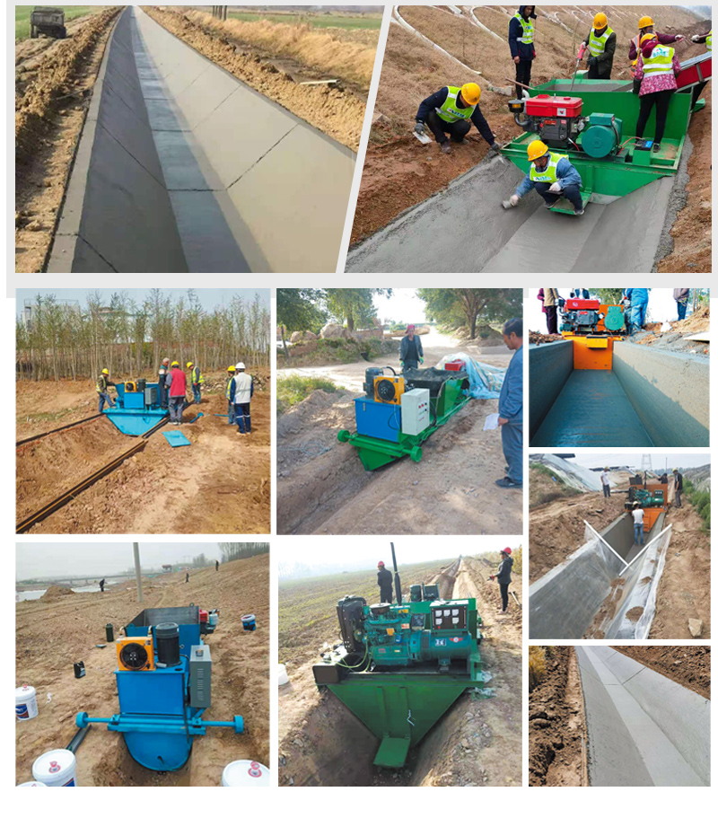 Concrete pouring machine for water channels, specialized machine for repairing drainage channels, agricultural drainage ditch machine