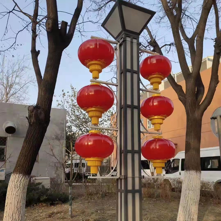 街道节日亮化 春节灯杆挂灯笼 led中国结 过街灯串安装