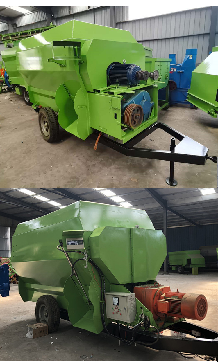 Livestock and poultry feeding feed mixer, diesel engine with dual shaft TMR mixer, crushing and weighing heavy-duty mixer