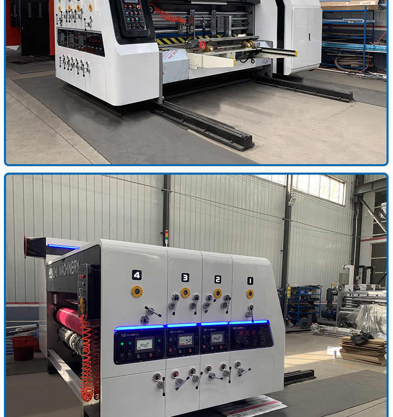 High speed cardboard box printing machine, fully automatic cardboard box printing, slotting and die-cutting integrated machine equipment, complete set of equipment for cardboard box factory