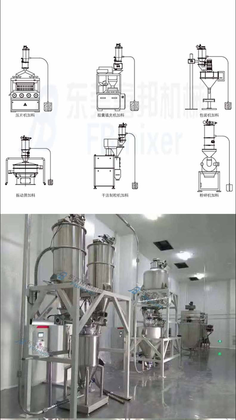 Vacuum powder suction machine seasoning spices dustless conveyor negative pressure mixer feeding machine