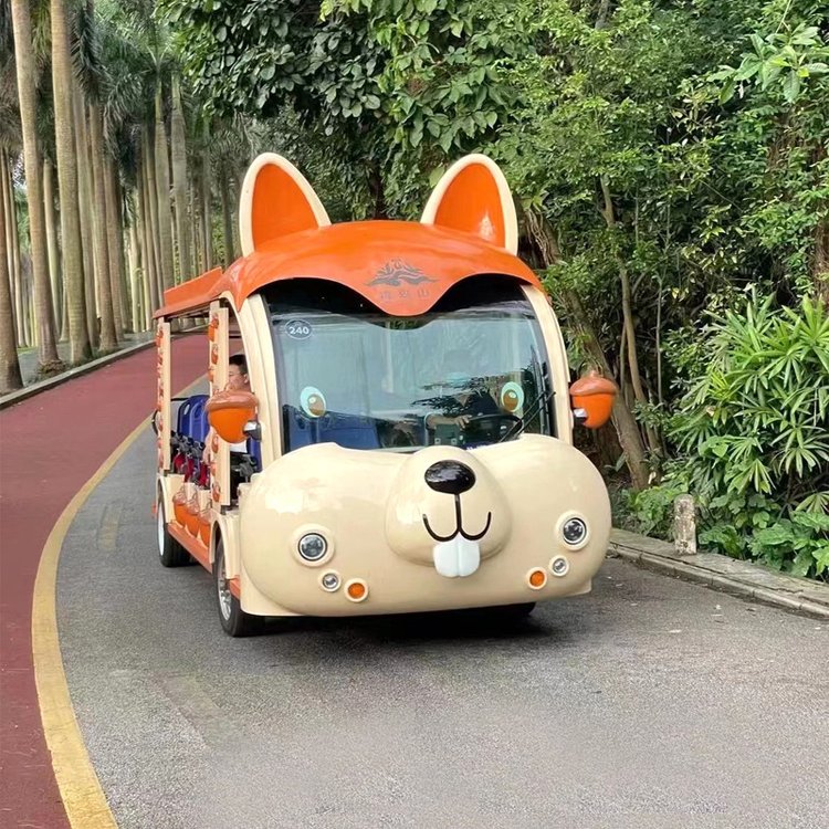 Hainan Haikou Sanya Danzhou 14 seat electric sightseeing car manufacturer customized cartoon sightseeing car animal Tour bus service