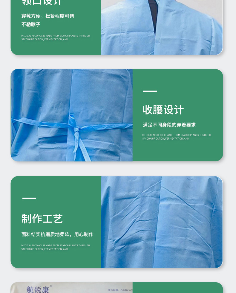 Hongda Sanitary Materials Disposable Blue Sleeveless Waterproof and Stain Proof Apron, Dust Proof and Breathable Independent Packaging