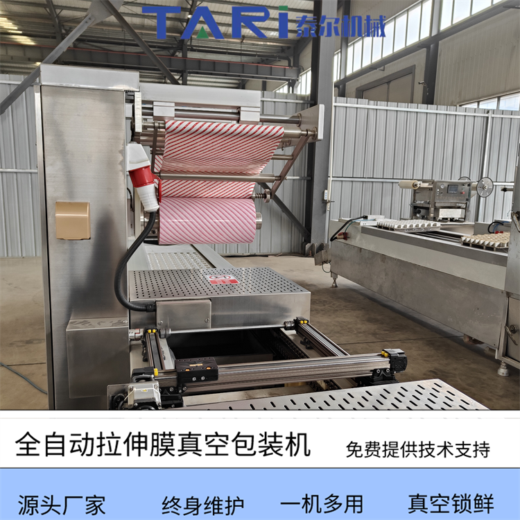 Zongzi full-automatic stretching film vacuum packaging machine steak automatic vacuum sealing machine