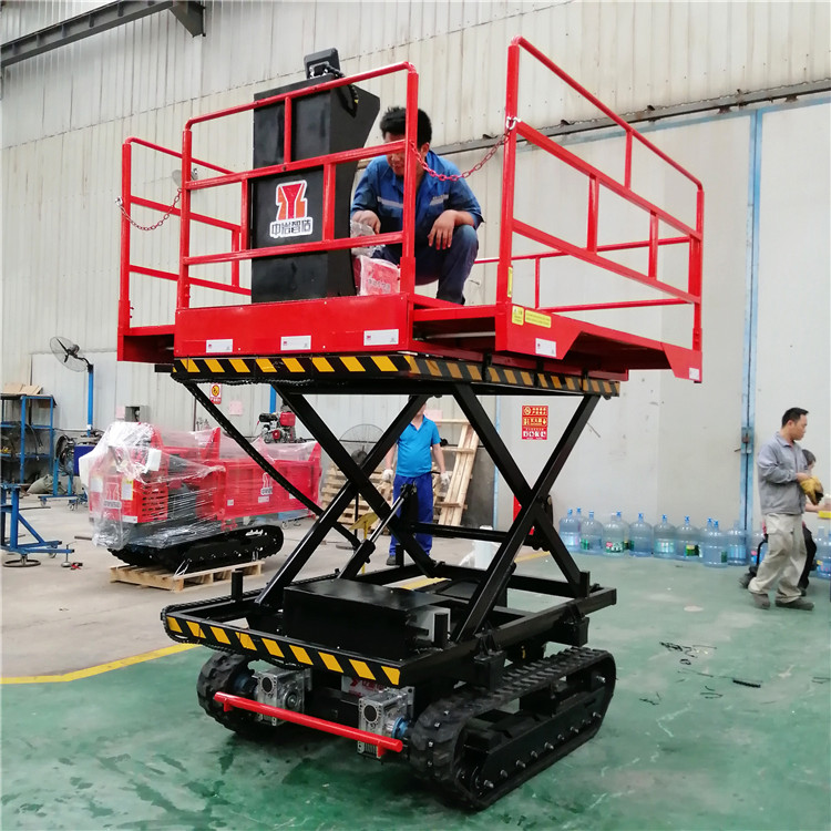 Crawler scissor fork type high-altitude operation picking and lifting platform, 3-meter hydraulic elevator for greenhouses and orchards