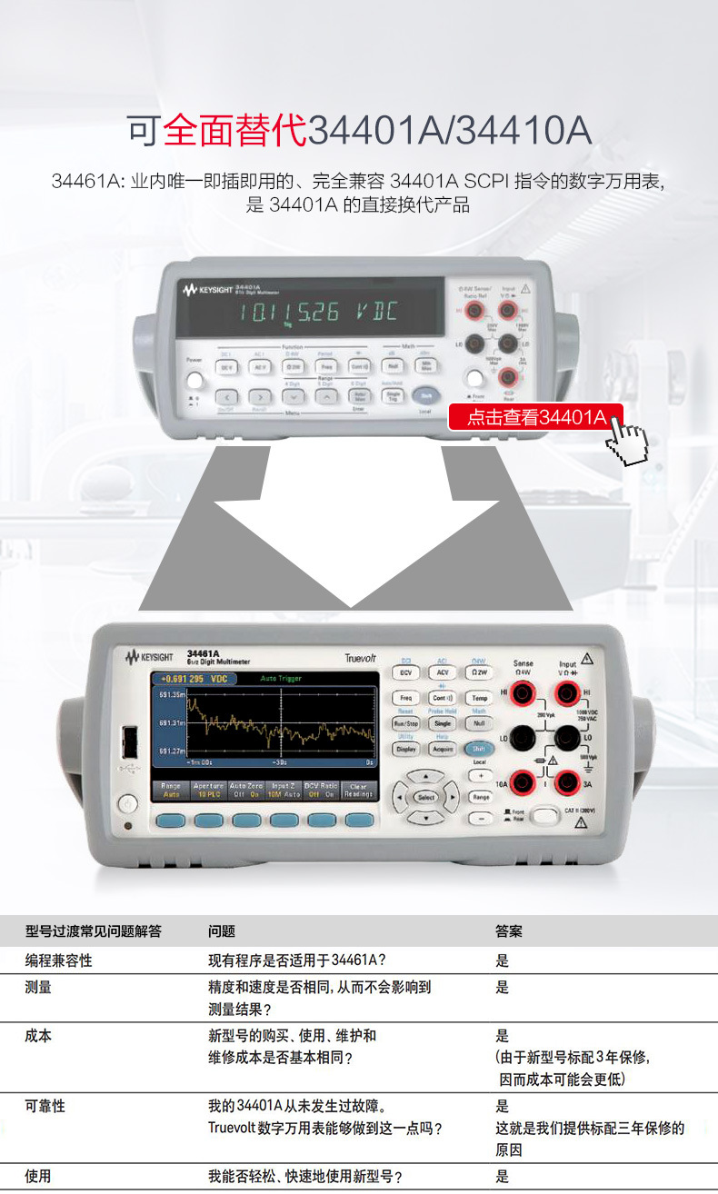 34461A | KEYSIGH is a German technology | digital multimeter | six and a half digit | Agilent | second-hand recycling rental