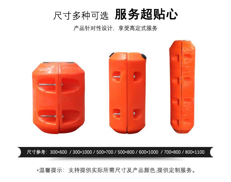 Various aperture combination polyethylene floating bodies for offshore cable clamped floating drums