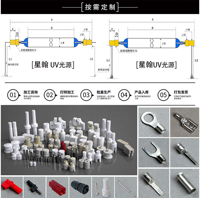 Gas-discharge lamp 8kw1385mm UV halogen lamp customized on demand High power output energy