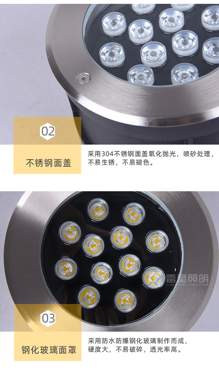 Lei Xing Outdoor IP68 Waterproof Stainless Steel Embedded Fish Pool Landscape Underwater Buried Lamp LX-SDD-020