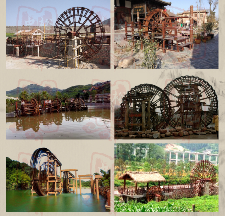 Steel structure landscape waterwheel corrosion-resistant stability, flood resistant and anti-corrosion wood antique structure production