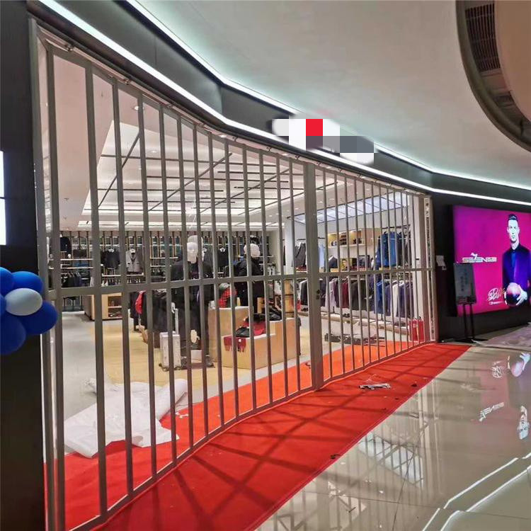 Wholesale of aluminum alloy crystal folding doors in shopping malls, waterproof sliding curtains, PVC irregular sliding door openings, customizable