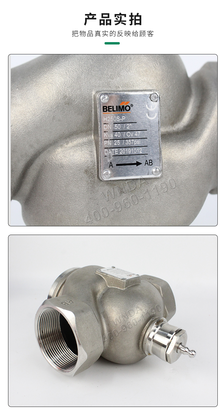 Swiss Belimo Bolimu H250S-P two way stainless steel seat valve with equal percentage characteristic switch control valve