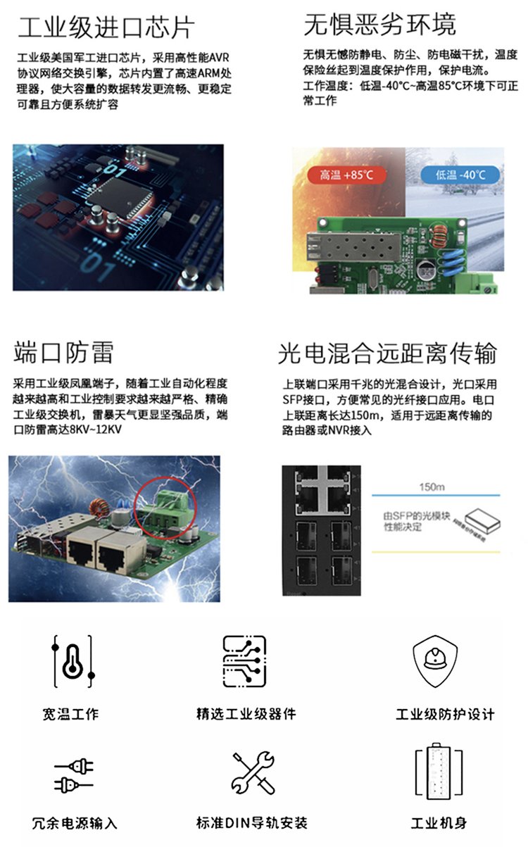 Yinghua Industrial entry-level industrial grade 100M 8-port switch rail mounted installation