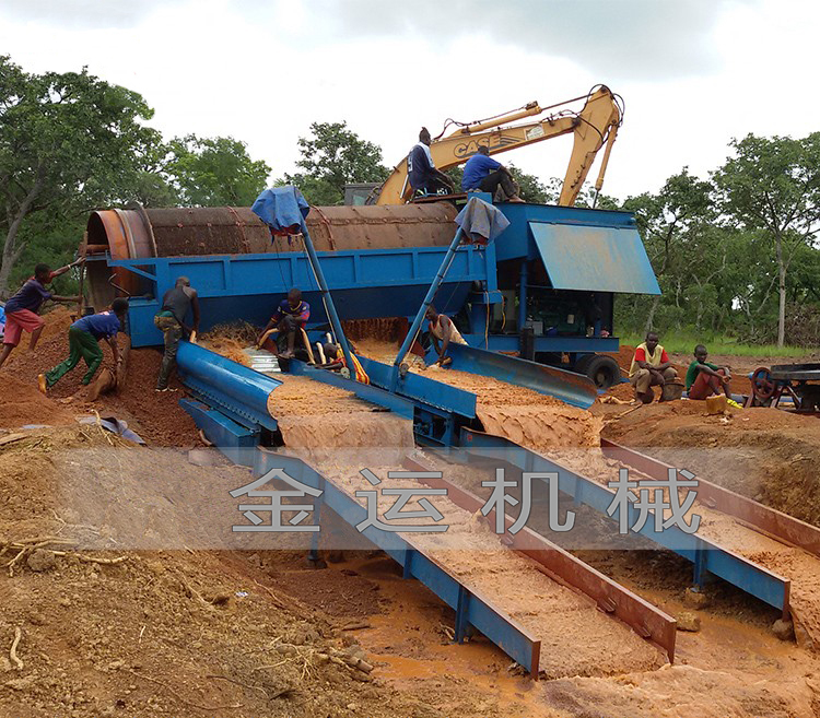 Full set of gold panning process, ore, sand, gold panning machine, chute selection machine, dry land, river mouth gold panning equipment