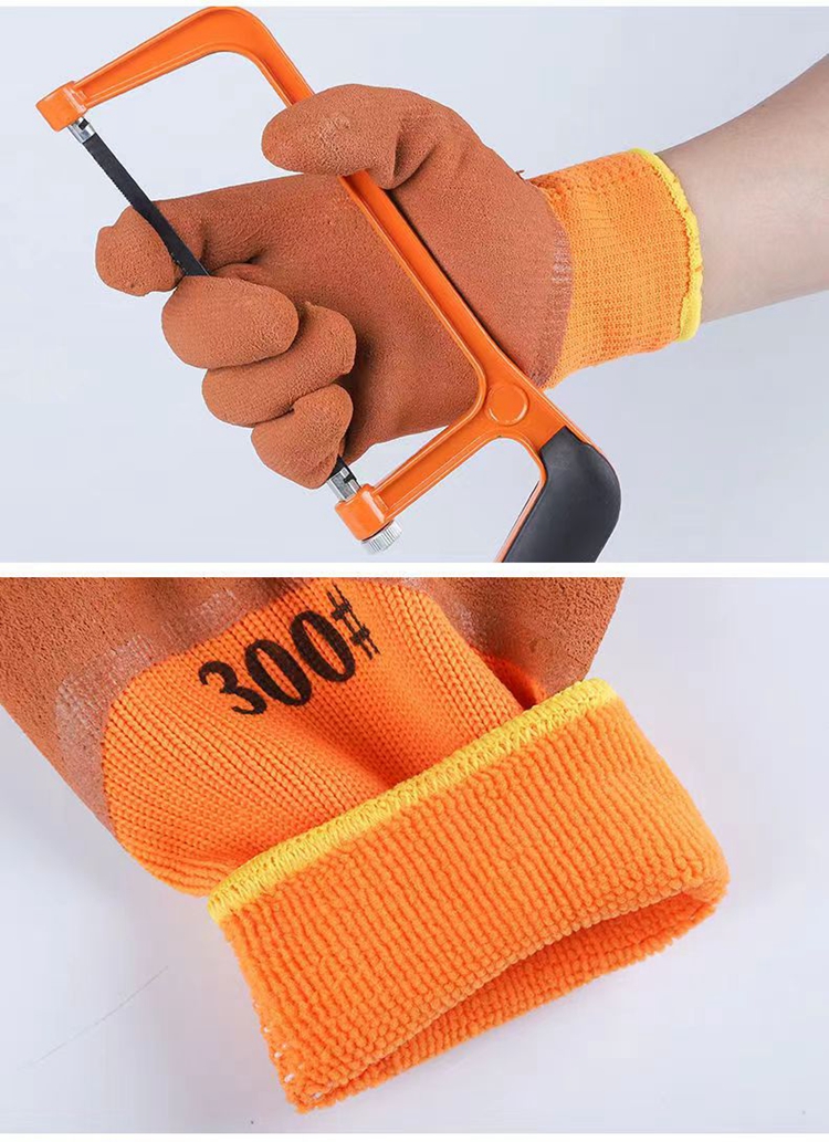 Latex foam gloves 300 # wear-resistant, anti-skid, comfortable, breathable, looped labor protection gloves customized by Yidingsheng