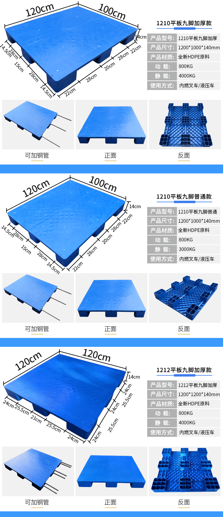 Lishen Customized Plastic Tray 5040 Supermarket Convenience Store Moisture Proof Pad Pallet Container Export Plastic Card Board