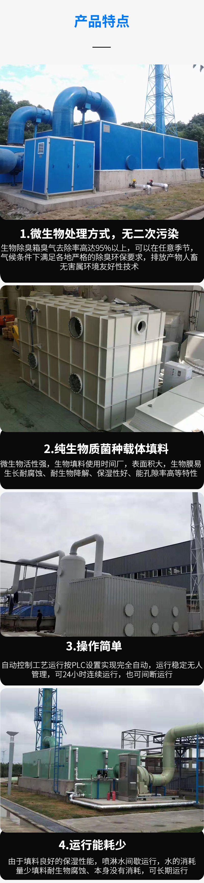 Fiberglass Biological Deodorization Tower Odor and Odor Biological Washing Acid Mist Purification Tower Dropping Filter Deodorization Box Xin Junze