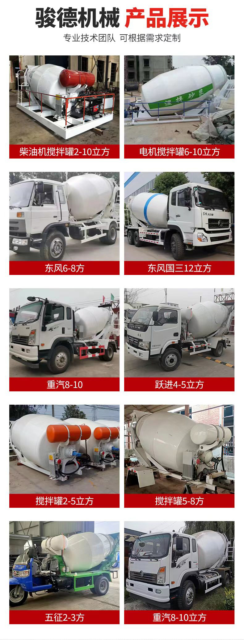 Customized size, height limited, small Concrete mixer, commercial concrete mortar transport tank car, cement mixer truck