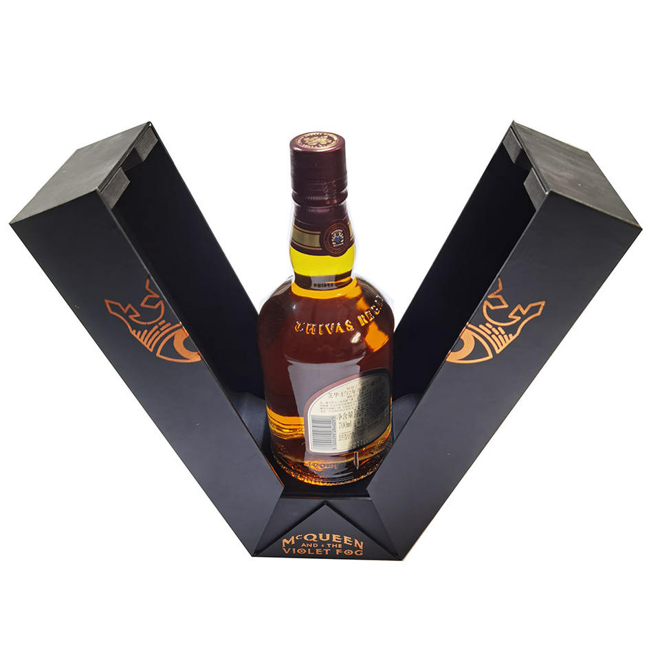 Double opening wine packaging box, high-quality high-end wine gift box, brand gilded logo, craft wine gift box