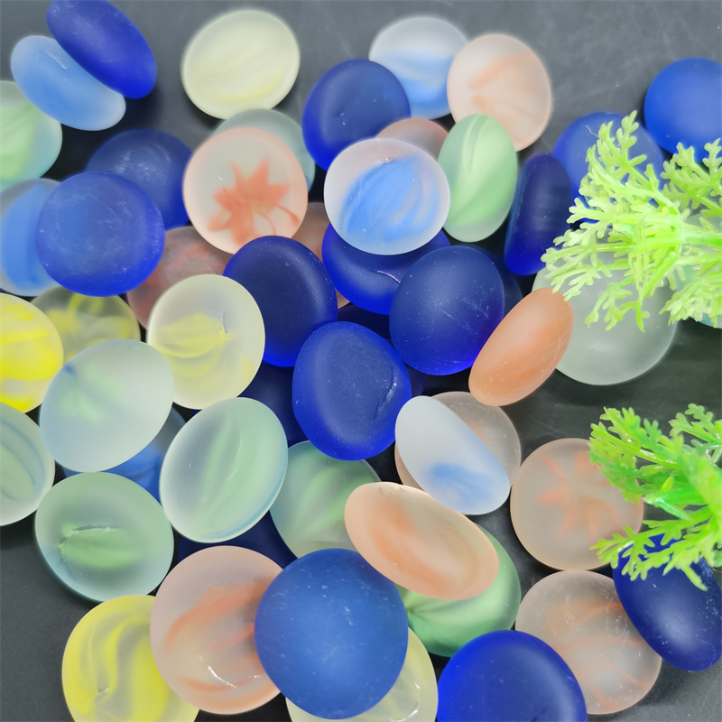 Supply frosted glass flat bead fish tank decoration, micro landscape decoration, Go glass beads