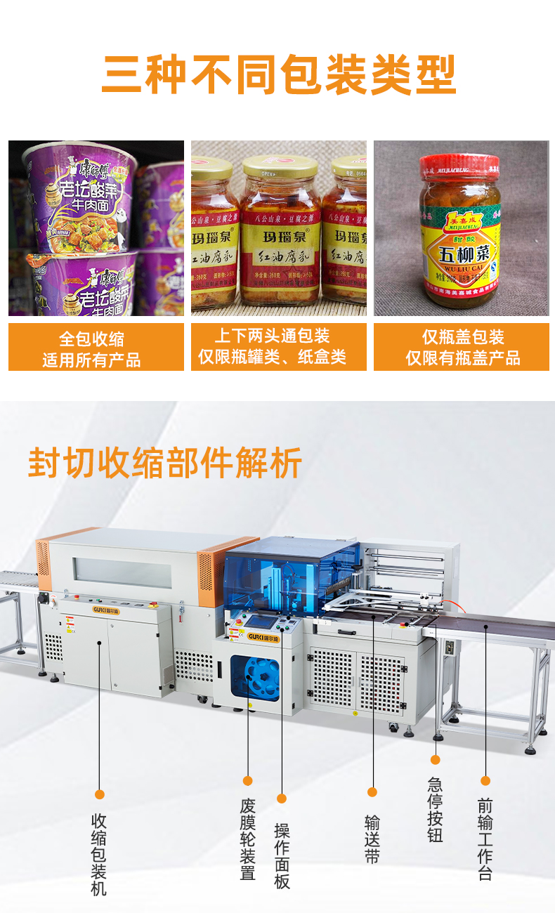 Fully automatic shrink packaging machine, sealing and cutting shrink machine, POF heat shrink film packaging and sealing machine GPL-5545CI+