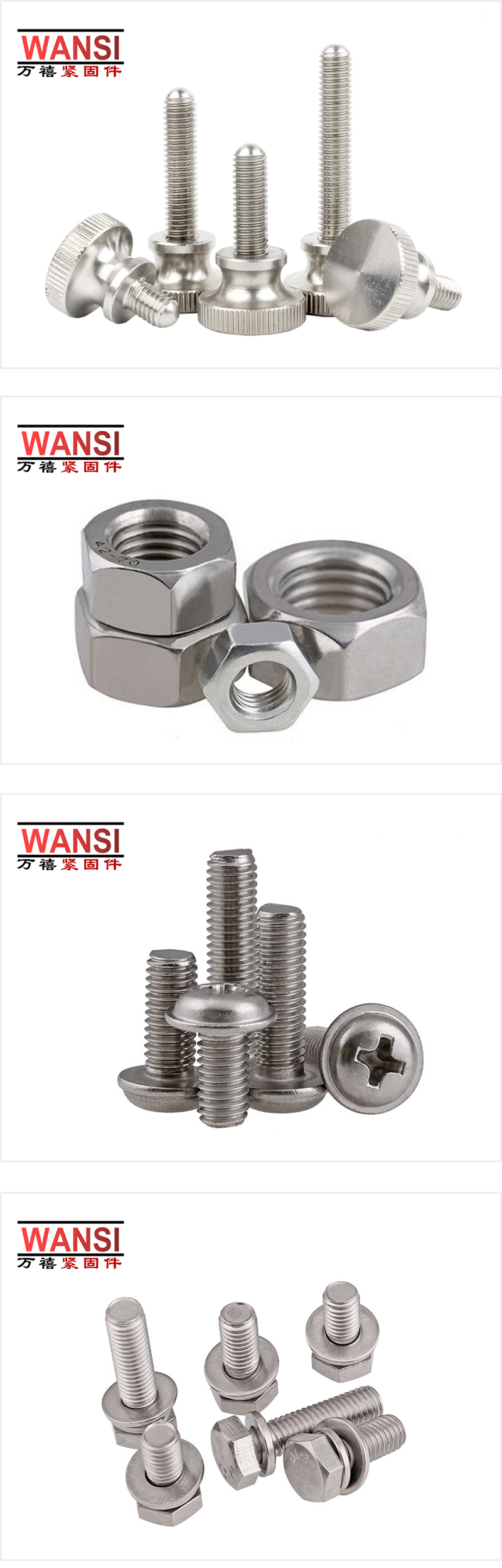 Wanxi corrosion-resistant stainless steel fasteners with cross recessed screws and screws for home decoration