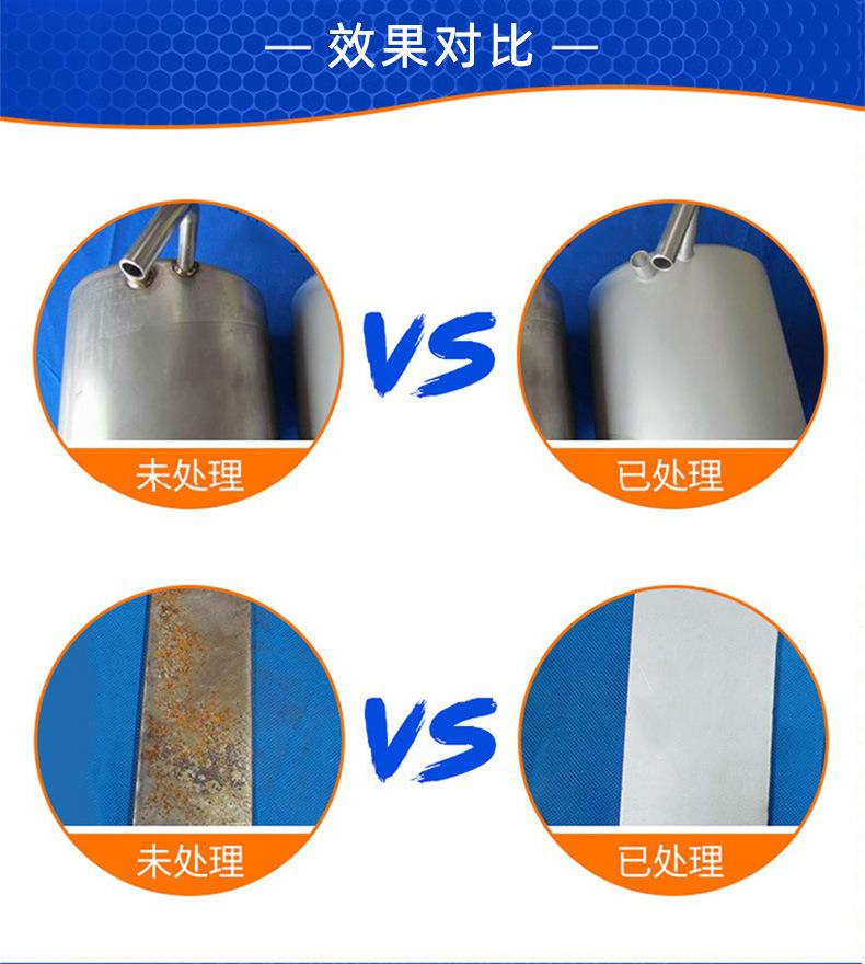 Stainless steel pickling and passivation solution, one-step cleaning, no nitric acid, no yellow smoke, acid pickling and passivation, salt spray resistant, green and environmentally friendly