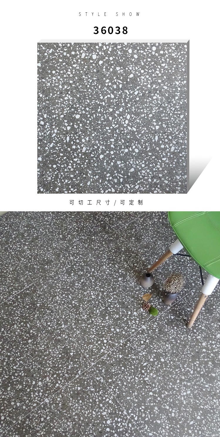 Color imitation Terrazzo floor tile Green floor tile Clothes shop floor tile Terrazzo antique tile 600x600