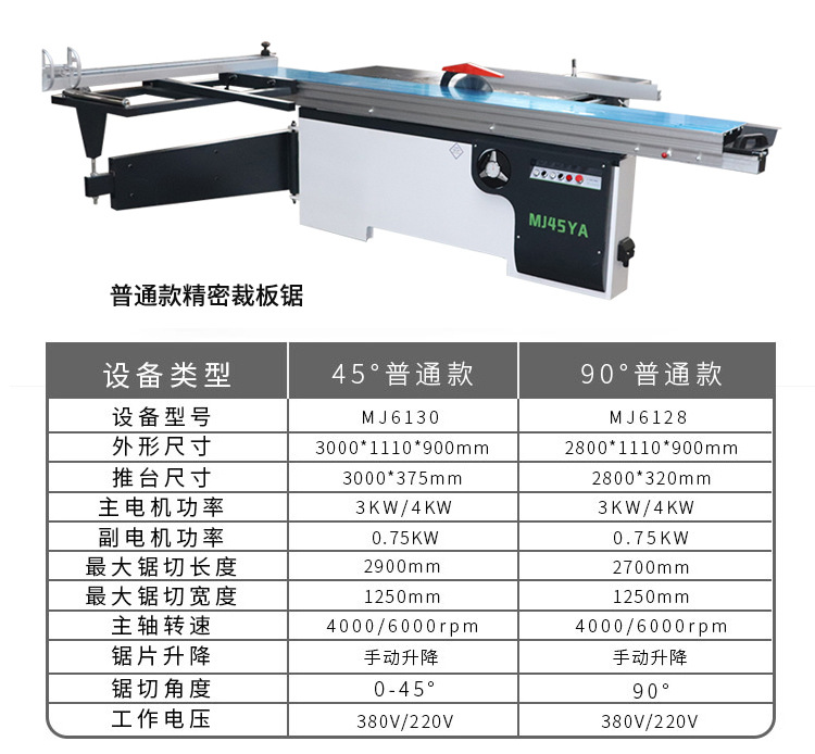 Guolong customized semi-automatic sliding table saw 45 degrees and 90 degrees precision cutting board saw CNC saw