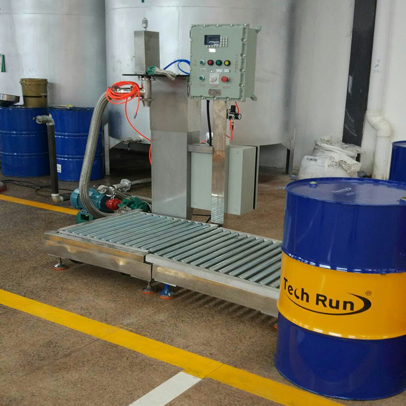 200L large barrel lubricating oil weighing and filling machine 180kg chemical coating resin solvent explosion-proof packaging machine