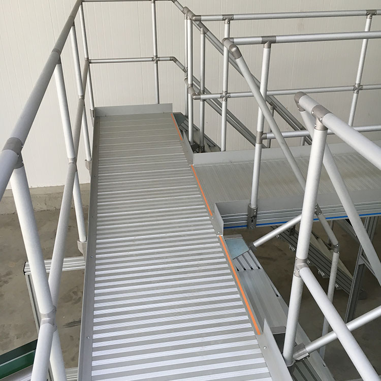 Supply of aluminum profile step workshop, industrial step bridge ladder, anti slip double sided handrail ladder, non-standard