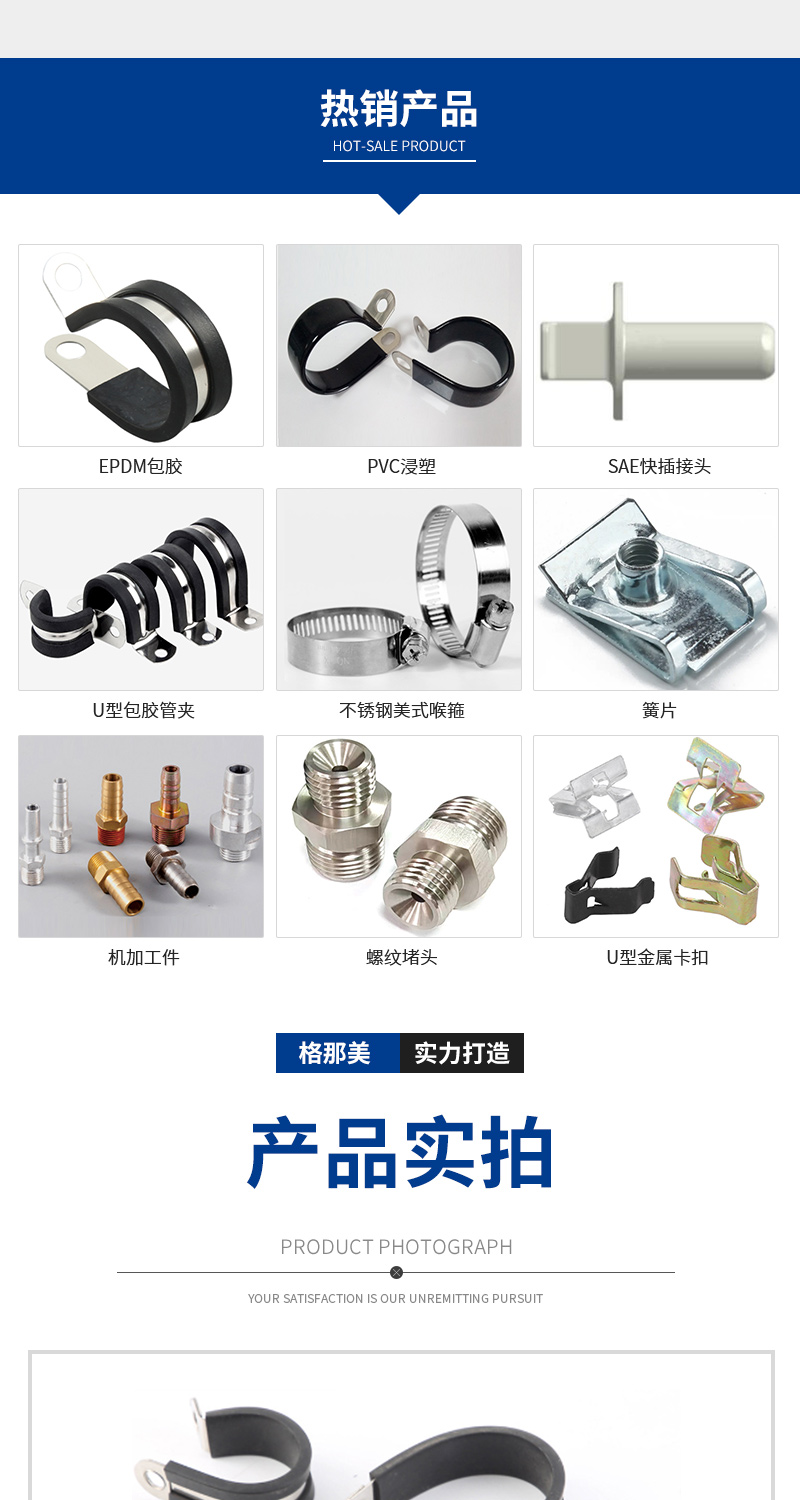 Iron galvanized R/P type pipe clamp EPDM coated wire harness and pipeline fixation Φ twenty