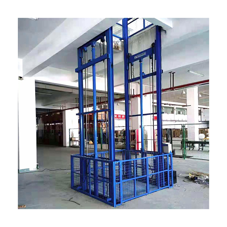 Guide rail type lifting platform, hydraulic cargo elevator with a load capacity of 1 ton and 2 tons, lifting platform for cargo, Shenghan Machinery