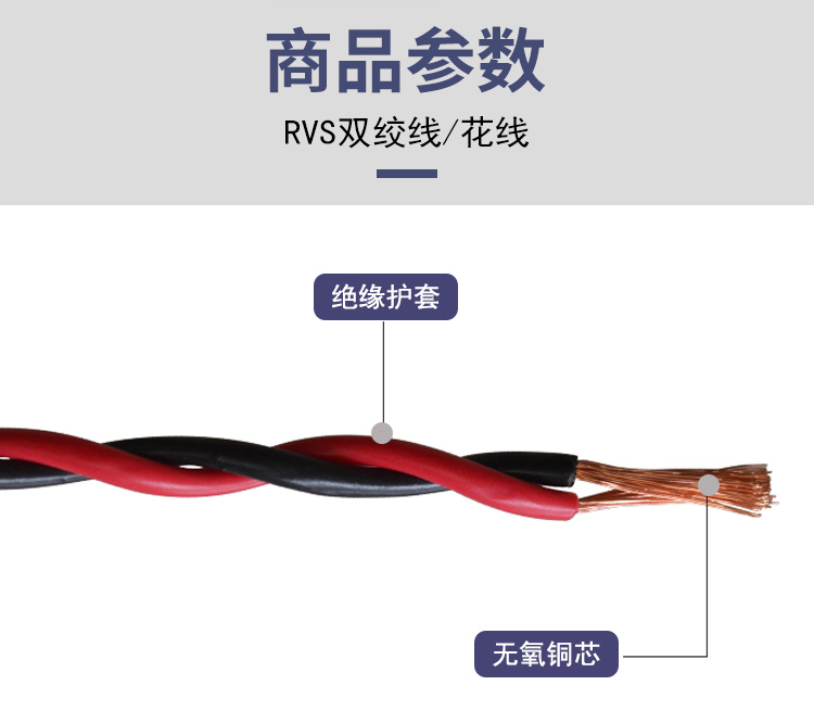 Pure copper RVS twisted pair household fire power cord for construction site wiring, R2 core, 5-core