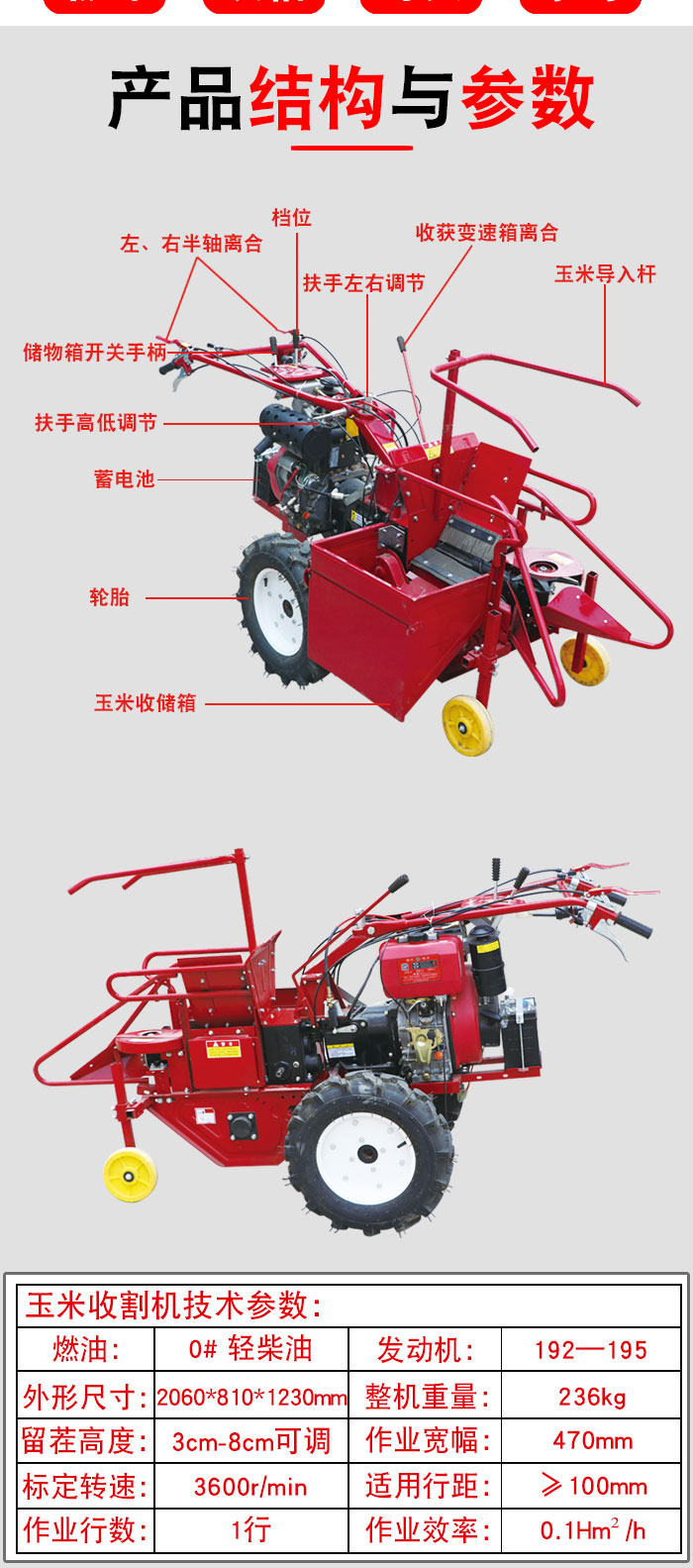 Zhixun Riding Single Ridge Peeling Corn Harvester Handheld Supporting Cutting Table Single row Self walking Bar Breaking Machine