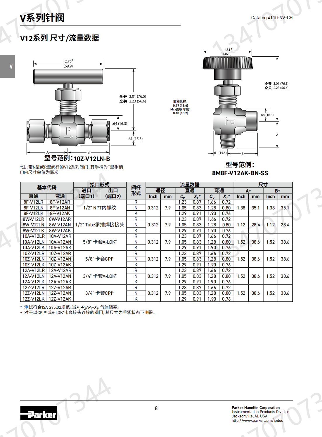 Parker Valve for American Parker Needle Valve 4A-V4LR-SS Double Ferrule Needle Valve Analysis Cabinet