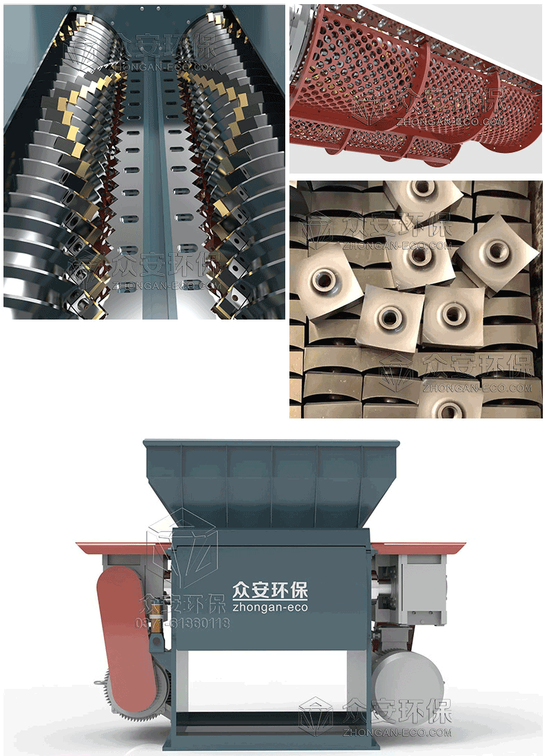 Paper mill rope waste Paper mill plastic light slag double shaft shear crusher fine shredder with complete specifications