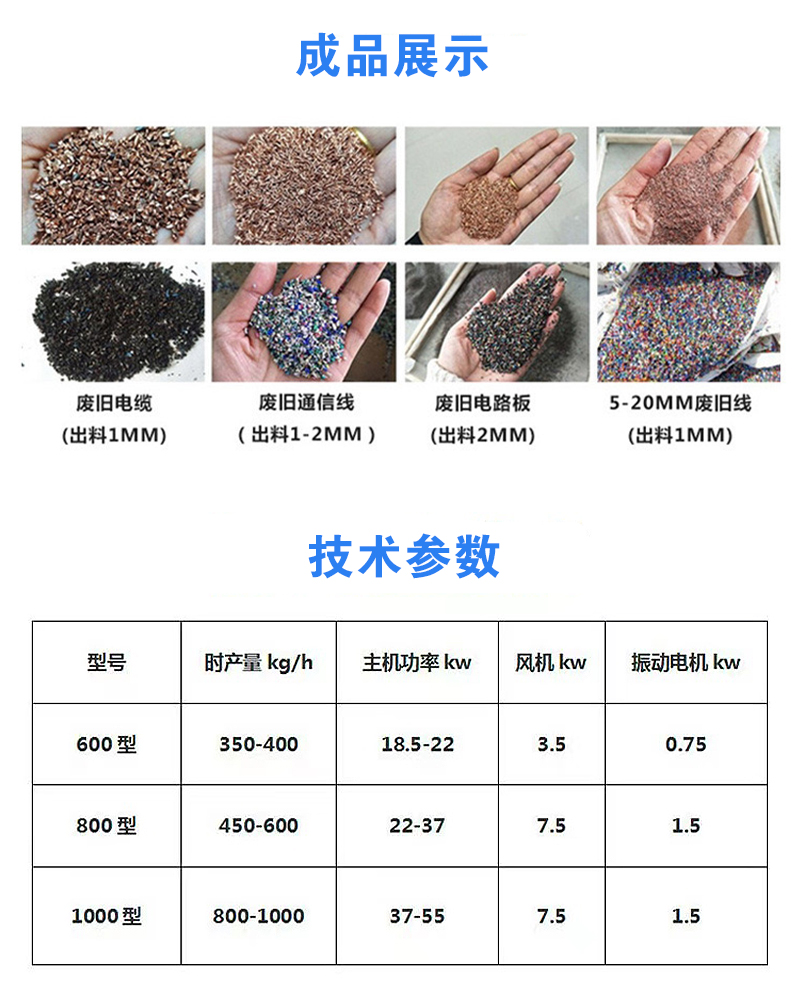 Miscellaneous Wire Copper Rice Machine Large Copper Rice Separating and Processing Machine Model 1000 Copper Plastic Separating Machine