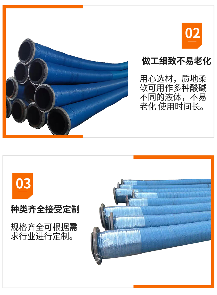 Large diameter suction and drainage hose, temperature resistant flange, suction and drainage clamp cloth, sandblasting, high-pressure rubber hose, customizable