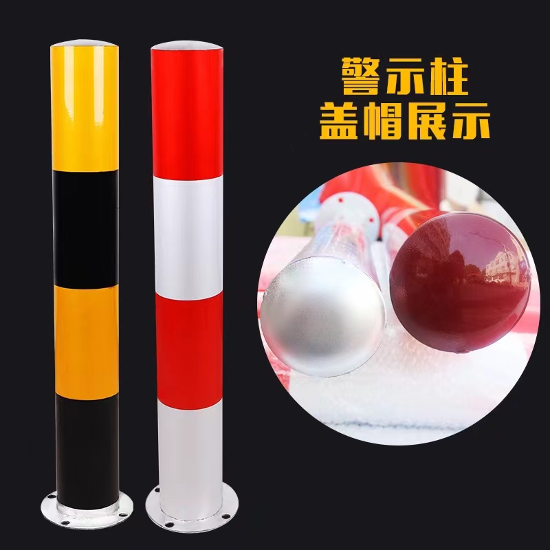 Yellow and black warning piles for village road isolation, buried reflective steel pipe warning columns, anti-collision columns, fixed isolation piles