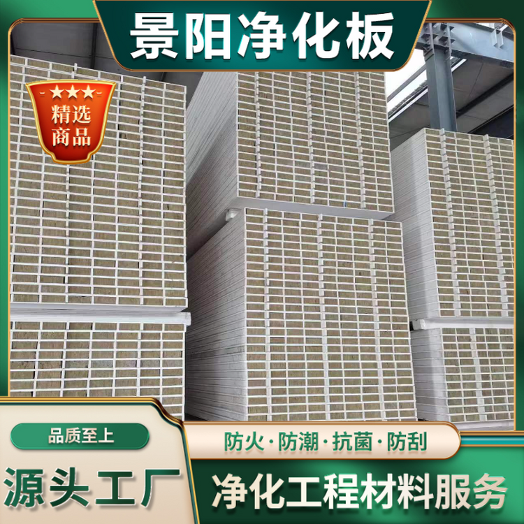 玻镁岩棉净化板加工定制 实验室无尘车间洁净板厂家 景阳