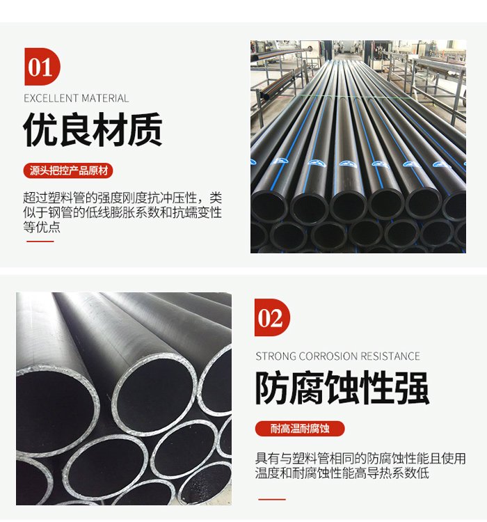 Yuanshuo non excavation PE water supply pipe DN315 1.0Mpa solid wall drainage pipe power conduit