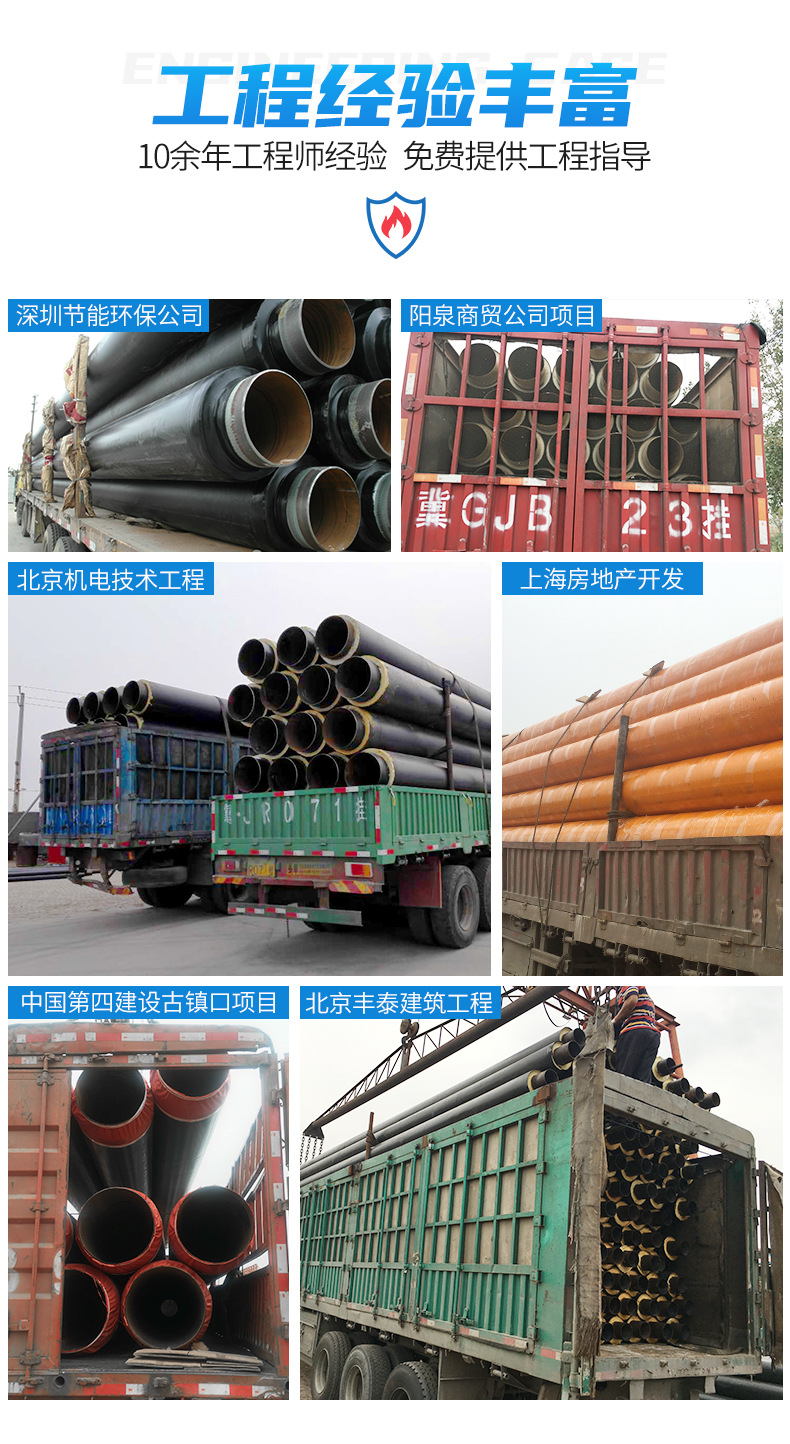 Polyurethane overhead insulation pipe wrapped with fiberglass insulation steel pipe, self processed with Meihao galvanized iron sheet